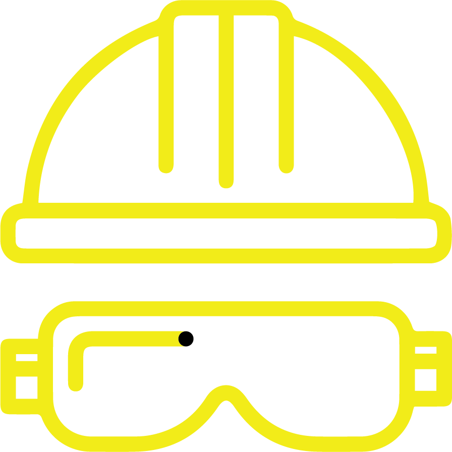 Construction hat and goggles