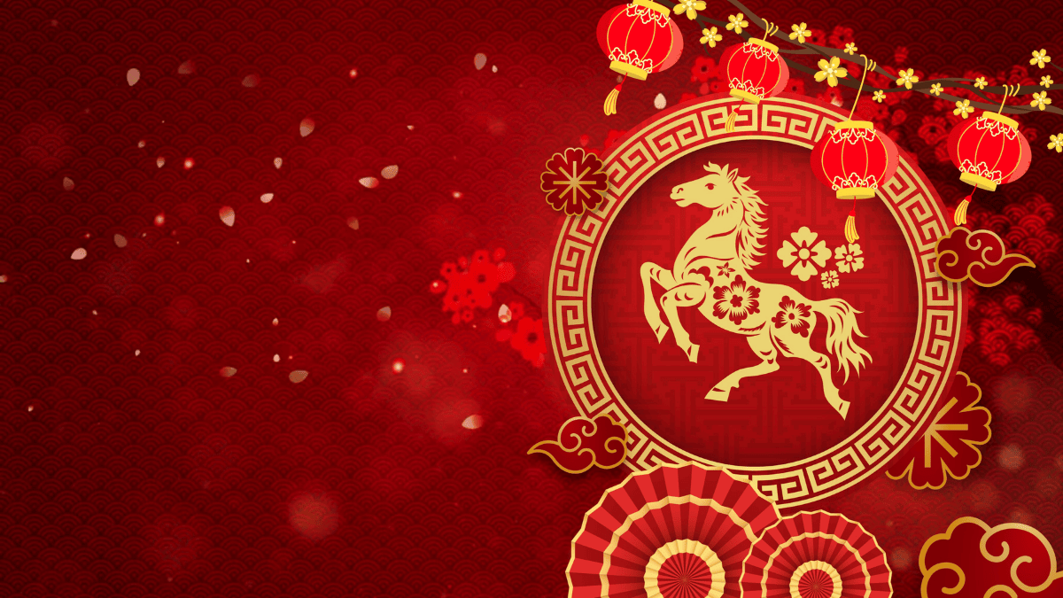 Chinese Lunar New Year Year of the Fire Horse illustration representing workplace strengths and teamwork