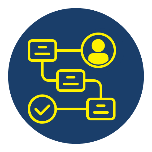 Workflow icon representing coordinated payroll, compliance, and workforce onboarding across multiple systems